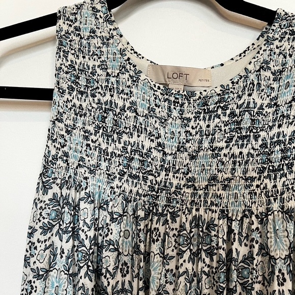 Loft White and Blue Patterned Shift Dress - Picture 3 of 4